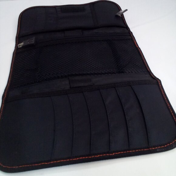 Harley Davidson Clutch Wallet Tri-Fold Zipper Pocket 10.5" x 5" Black Orange - Picture 12 of 13